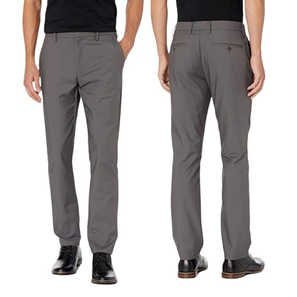 Goodthreads Men's Slim-Fit Size 32W x 33L Stretch Performance Gray dress pants